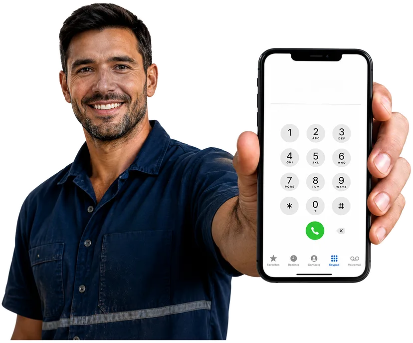 Plumber answering a Petersham enquiry by phone