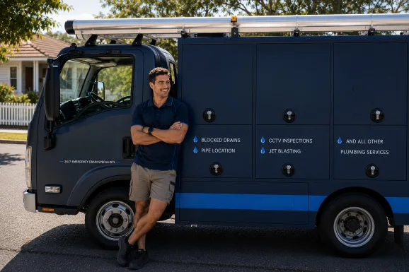 Our plumber with the service van on a Petersham job