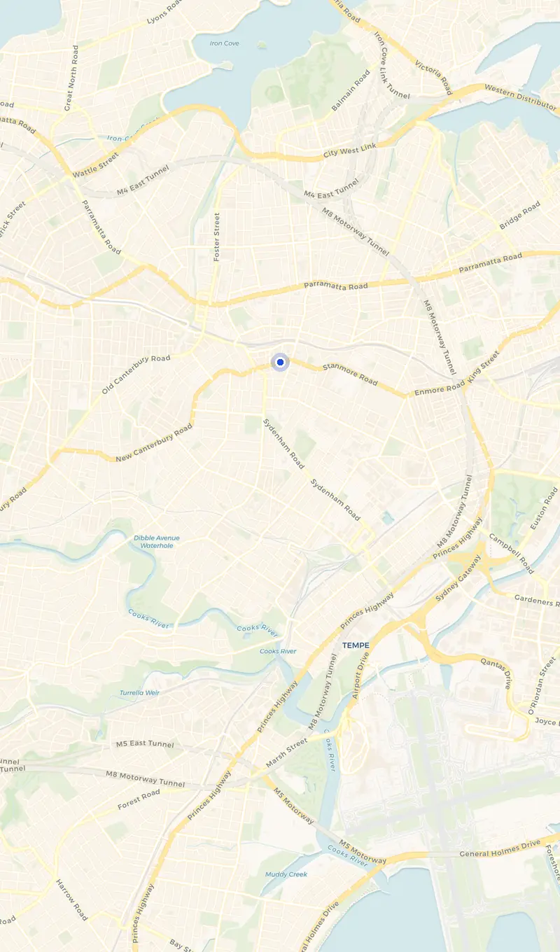 Map of the Petersham service area and the surrounding suburbs we cover.
